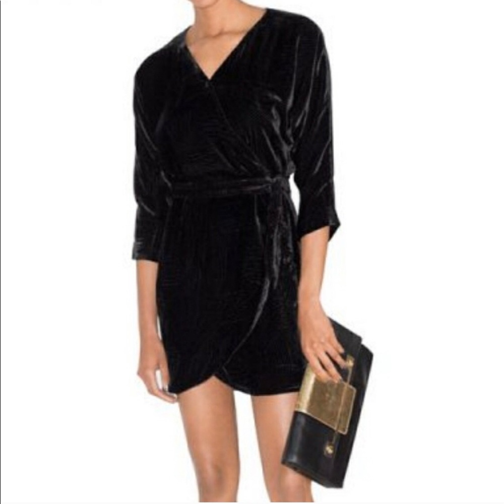 & Other Stories Black Dot Print Velvet Dress